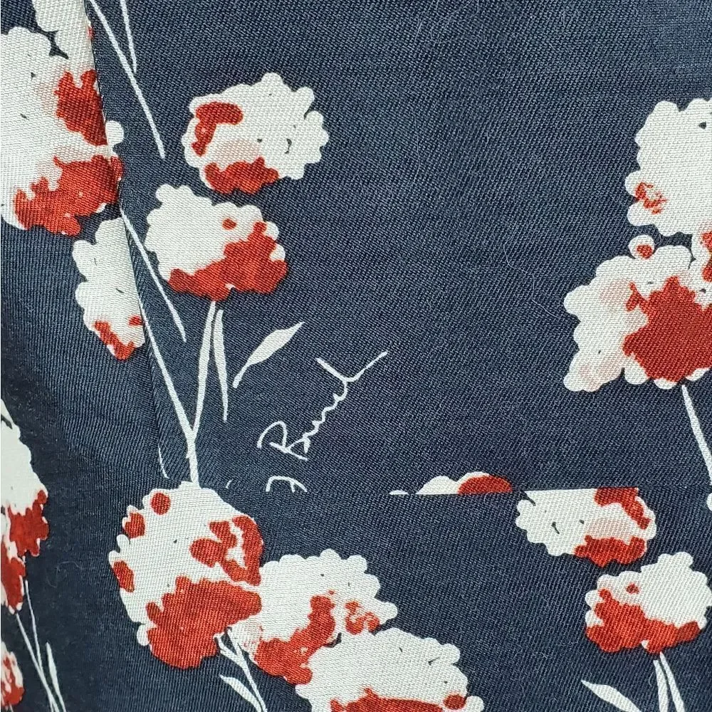 Tory Burch Black & Red Floral Silk & Wool Top